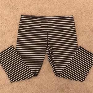 Black and white striped work out bottoms